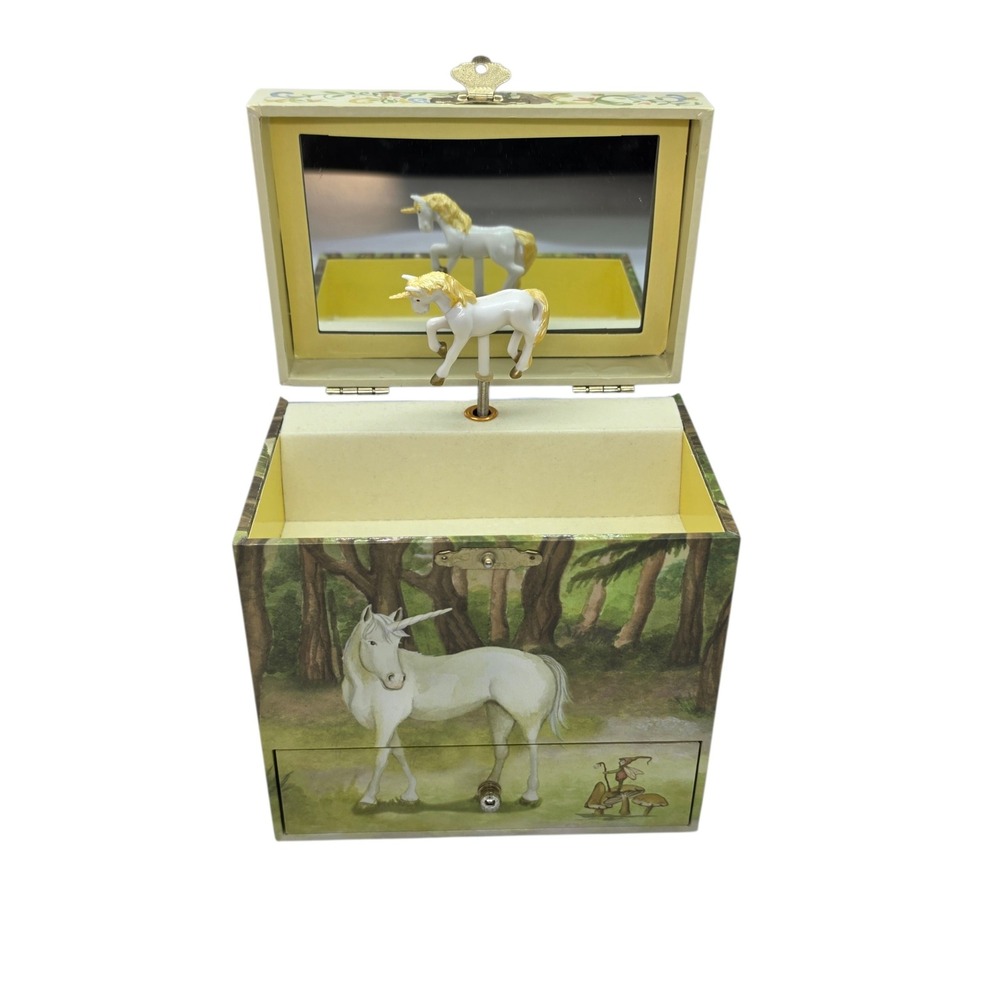 Unicorn Musical Jewelry Box With Mirror and 4 Drawers. Plays "The Unicorn Song"